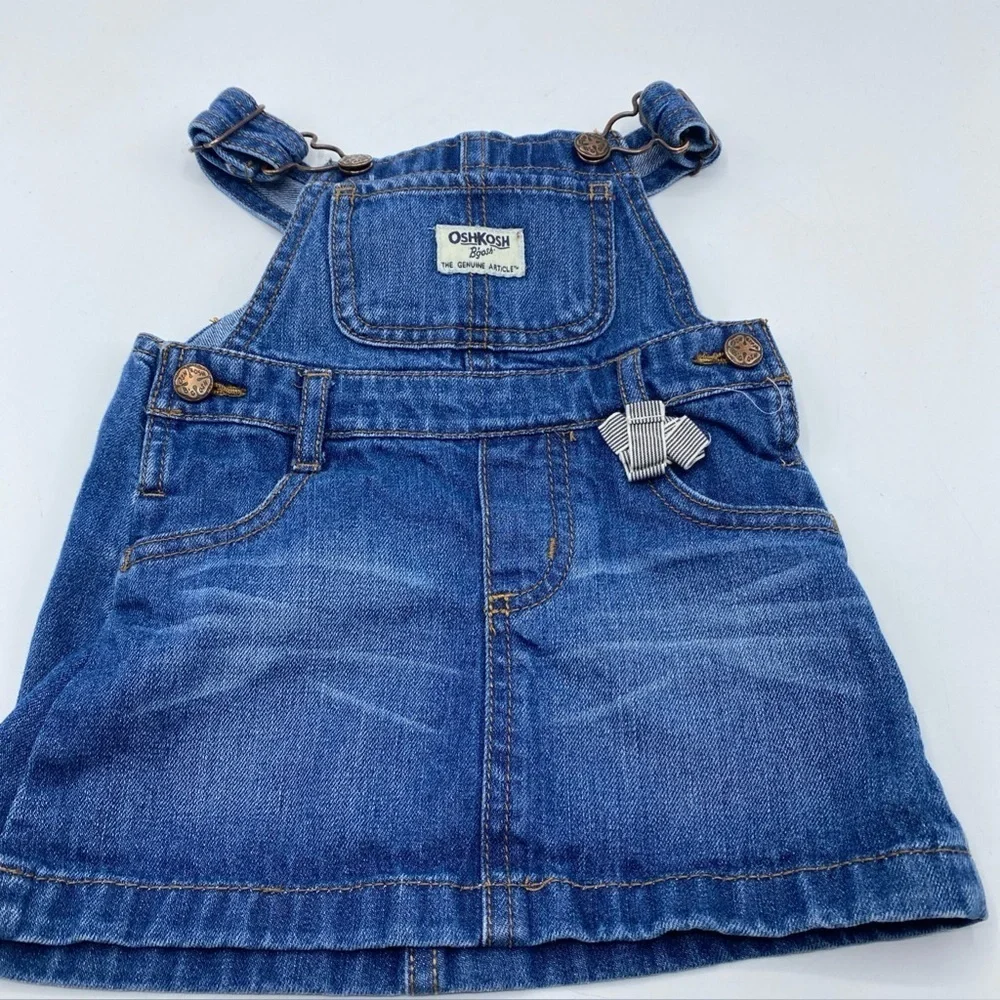 OshKosh b'gosh Girls Dress Size 18 months Jean Jumper Overall Straps Osh Kosh